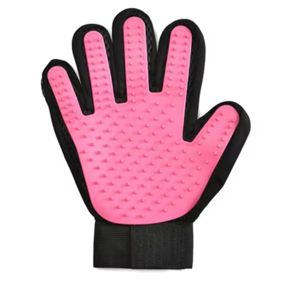 Pink grooming glove for right hand - front view 