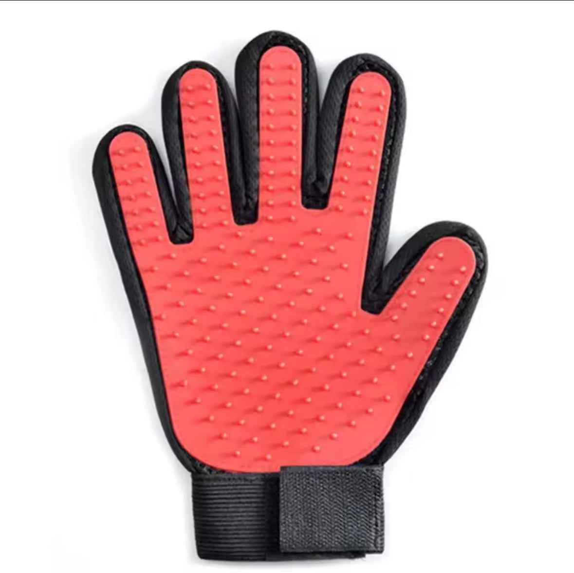 Red grooming Glove for right hand- front view 